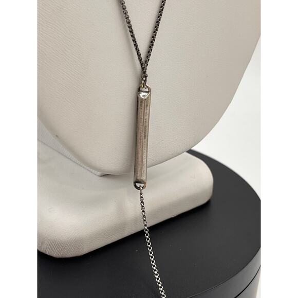 Kendra Scott Shea Antique‎ Silver Pave Bar Lariat Necklace - Picture 6 of 8